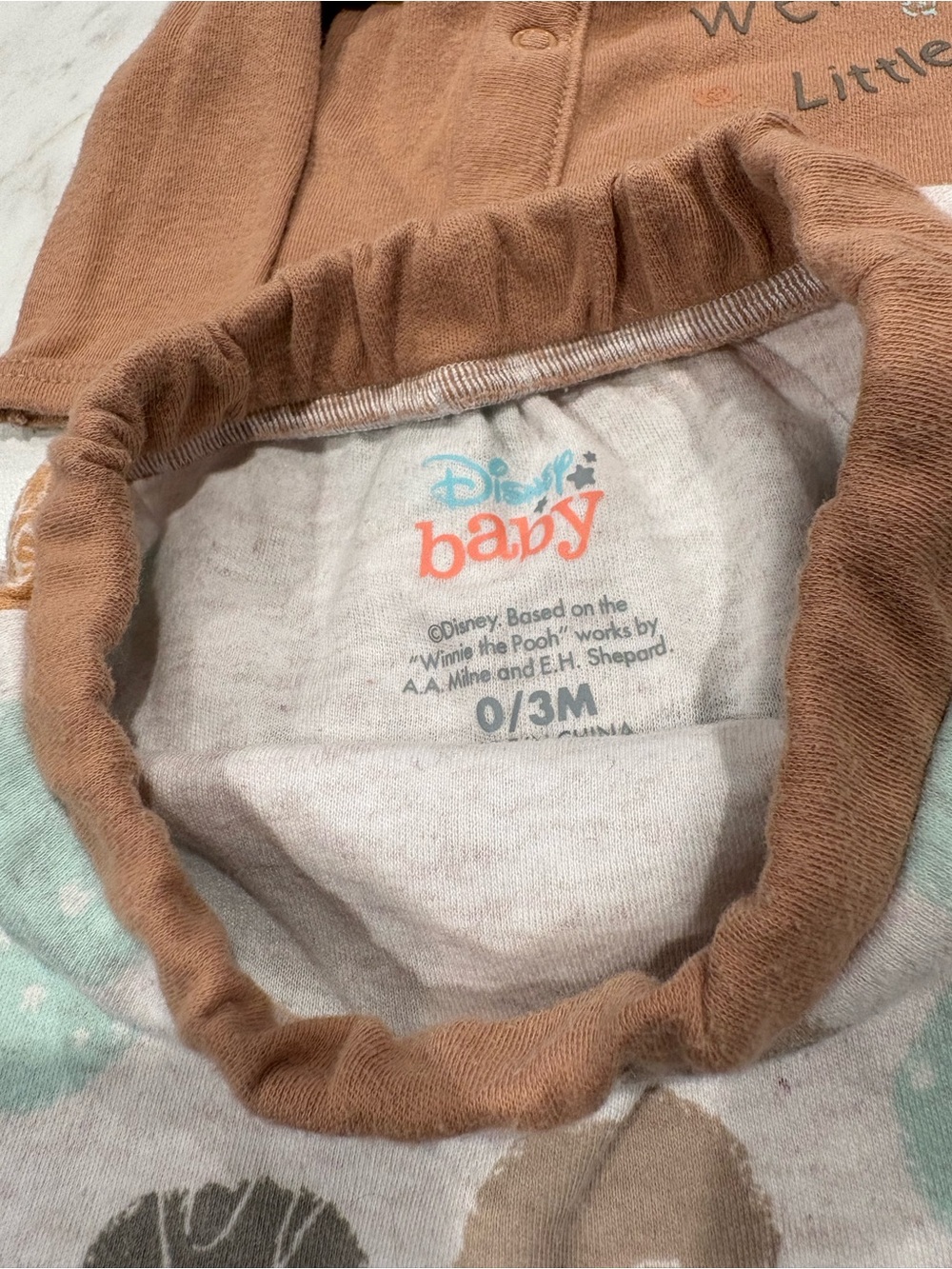 Disney Baby Winnie the Pooh Brown & Grey Baby Outfit- 0/3m - Picture 5 of 5